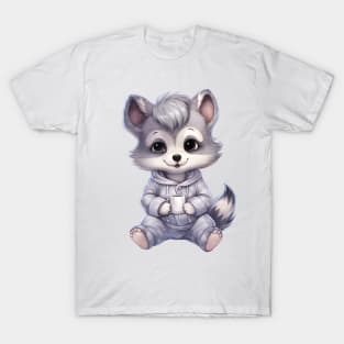 Gray Wolf Wearing Pajamas T-Shirt